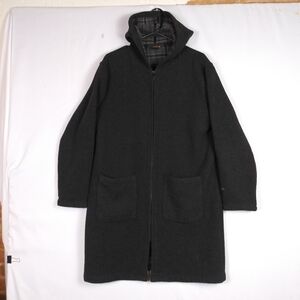 Vintage 90s Woolrich Wool Parka Coat Charcoal Jacket Lined Hooded Womens Size L